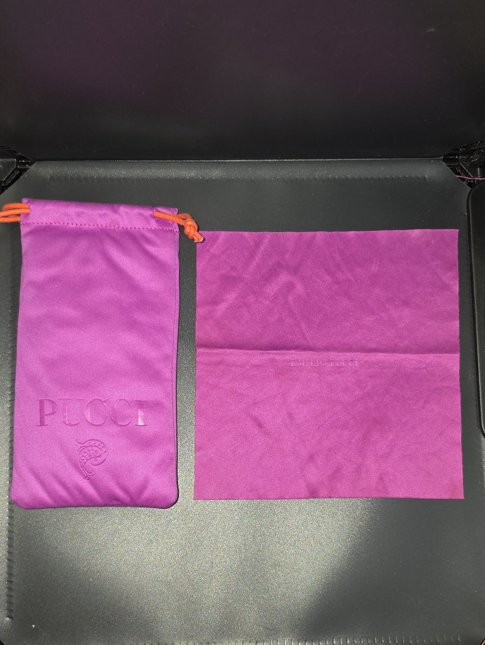 Emilio Pucci Fuchsia Drawstring Pouch with Matching Cloth